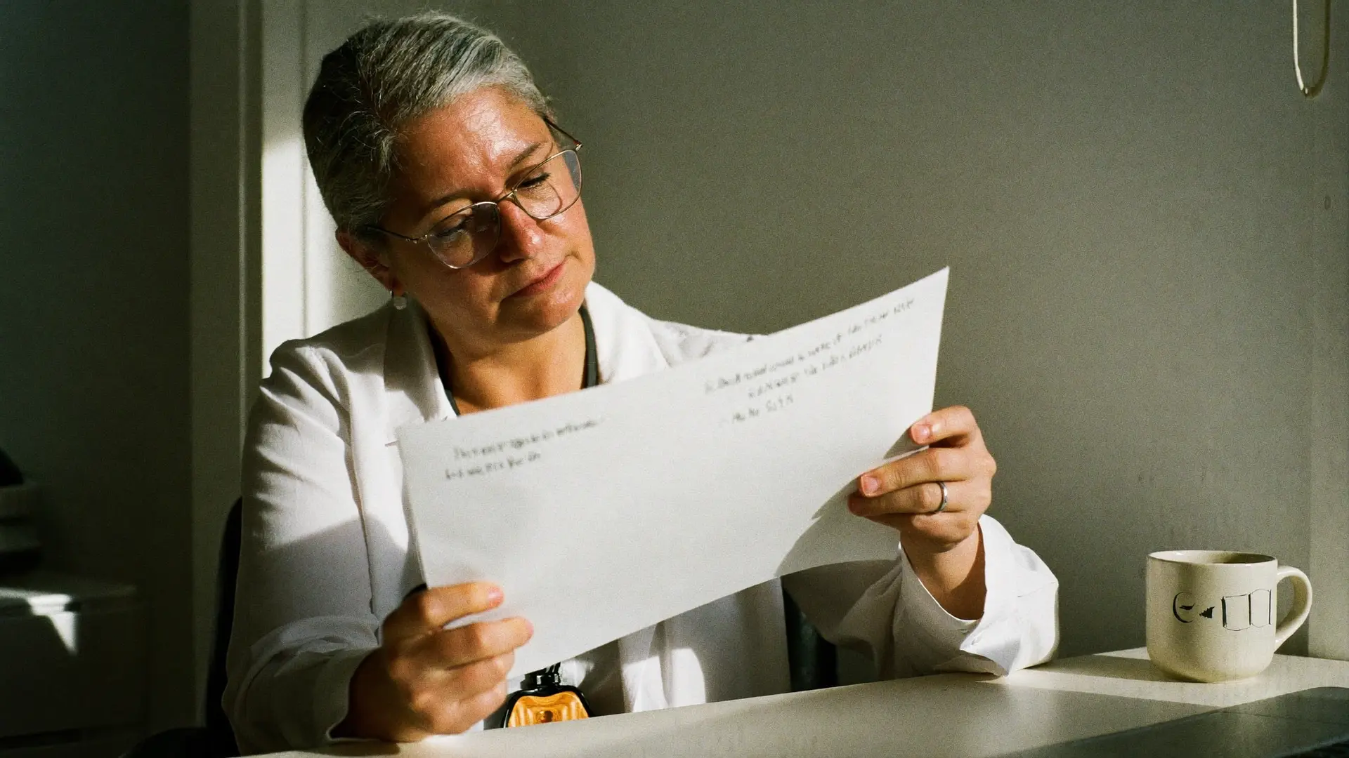 A hiring manager reading an annotated work sample